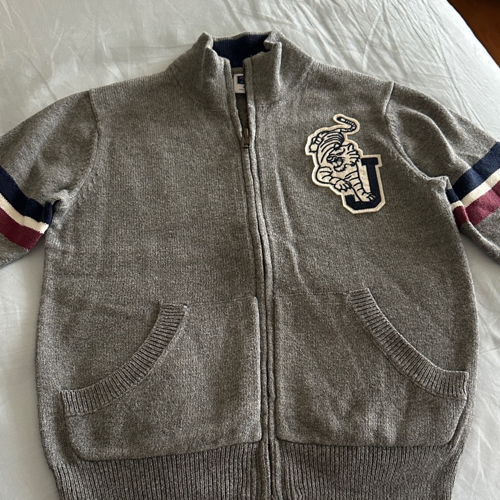Janie and Jack Gray Zip-Up Sweater and shirt